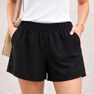 Kaari Blue Black Sheer Dressy Flowy Shorts Size Medium NWT Chic Lightweight